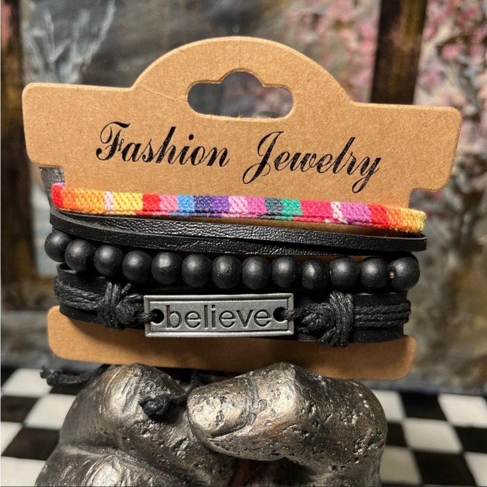 Leather Motivational Bracelet Trio